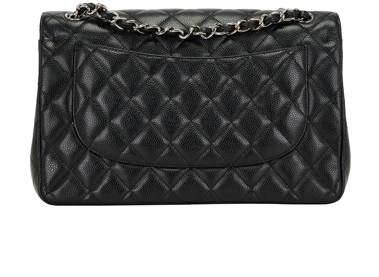 Jumbo Classic Double Flap, &pound;5,500, Handbags, Black, Caviar, Back view